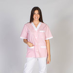 BLUSA SANITARIO UNISEX PICO ABIERTO VICHY COMBINADA