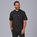 CASACO COZINHA UNISSEXO POPELINE FINO PRETO M/C
