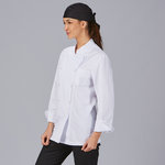 VESTE CUISINE UNISEXE BOUTONS RECOUVERTS MANCHES LONGUES BLANC
