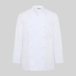 VESTE CUISINE UNISEXE BOUTONS RECOUVERTS MANCHES LONGUES BLANC
