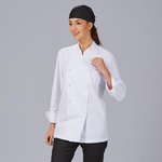 VESTE CUISINE UNISEXE BOUTONS RECOUVERTS MANCHES LONGUES BLANC
