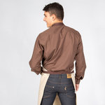 TABLIER À BAVETTE BEIGE BICOLORE CHEVRON 82X72 CM
