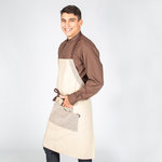 TABLIER À BAVETTE BEIGE BICOLORE CHEVRON 82X72 CM
