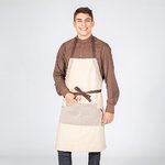 TABLIER À BAVETTE BEIGE BICOLORE CHEVRON 82X72 CM
