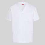 OUTFIT UNISEX WHITE V-NECK / ELASTICATED TROUSERS SCRUB SUIT 
