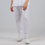 PANTALON MÉDICALE SERGÉ BLANC POCHES. TAILL ÉLASTIQUÉE
