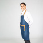 APRON WITH BIB INDIGO DENIM WASHED COMBI ALBERO 85X80 CM
