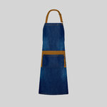 APRON WITH BIB INDIGO DENIM WASHED COMBI ALBERO 85X80 CM
