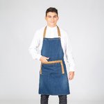 APRON WITH BIB INDIGO DENIM WASHED COMBI ALBERO 85X80 CM
