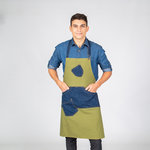 GREMBIULE CON PETTORINA  LAVATO TWILL COMBINATO DENIM INDACO 80X85 CM
