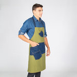 GREMBIULE CON PETTORINA  LAVATO TWILL COMBINATO DENIM INDACO 80X85 CM
