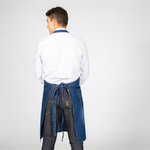 APRON WITH BIB INDIGO WORN INDIGO DENIM WASHED 80X82 CM

