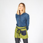 TABLIER COURT DELAVÉ SERGÉ BI COLORE DENIM INDIGO 40X69 CM 
