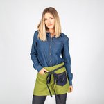 TABLIER COURT DELAVÉ SERGÉ BI COLORE DENIM INDIGO 40X69 CM 
