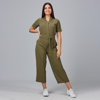 WOMEN'S SHORT SLEEVE CHEESECLOTH JUMPSUIT
