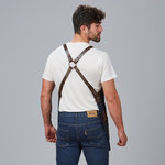 DENIM AND LEATHER OVERALL APRON
