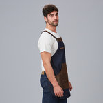 DENIM AND LEATHER OVERALL APRON
