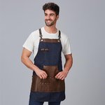 DENIM AND LEATHER OVERALL APRON
