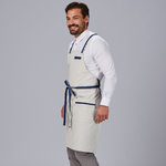 APRON BIB WITH POCKET AND MATCHING/CONTRASTING TIES 88x74 cm