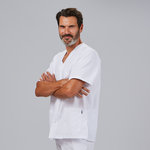 BLUSA HOMBRE SANITARIA BOTON PRESION M/C "RED LINE"